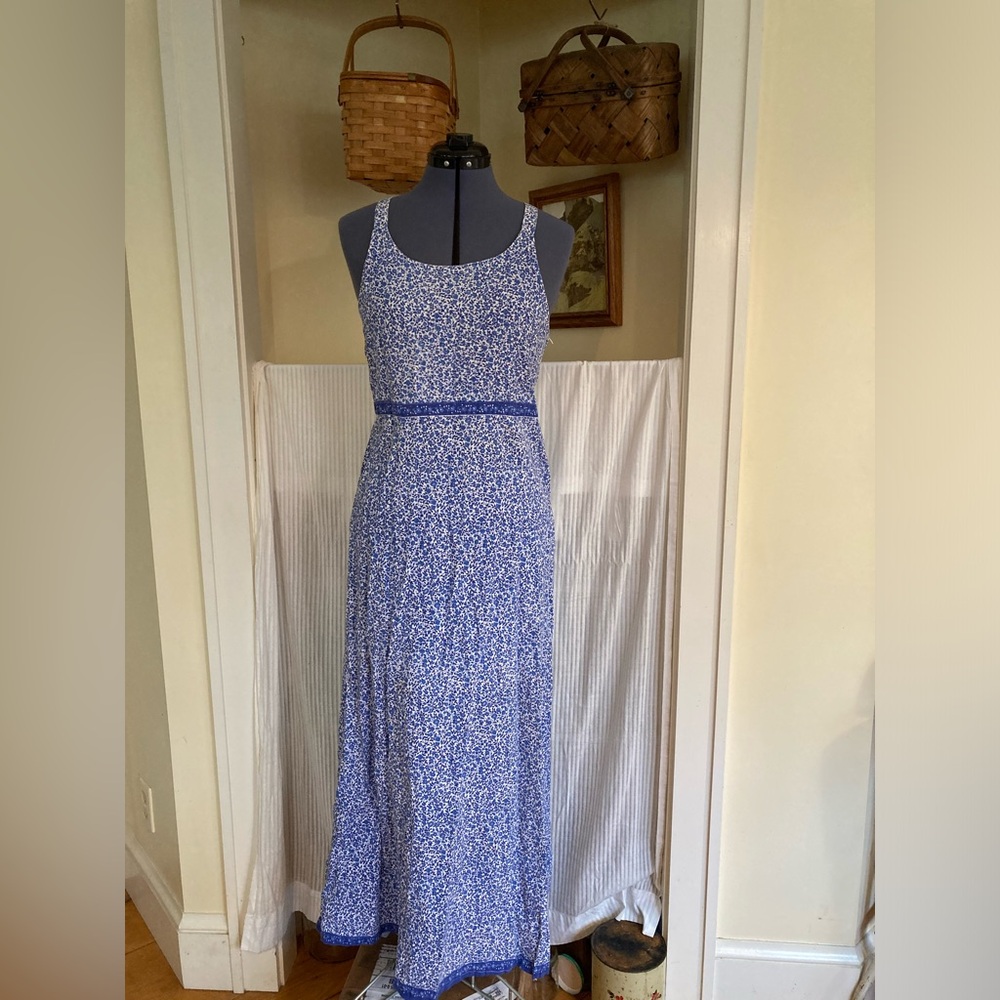 Blue and White Floral Maxi Sundress